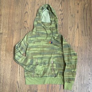 Aviator Nation Green Camouflage Hoodie with Zipper Pockets